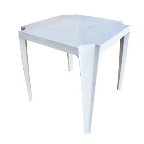 Mesa Em Plástico Quadrada Monobloco Branca 70x70cm Seminova