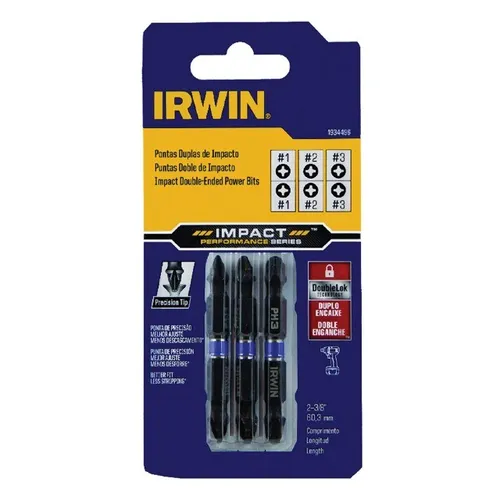 Ponteiras Duplas de Impacto Power Bits Phillips #1 #2 #3 60mm 3 Peças Irwin Impact 1934496