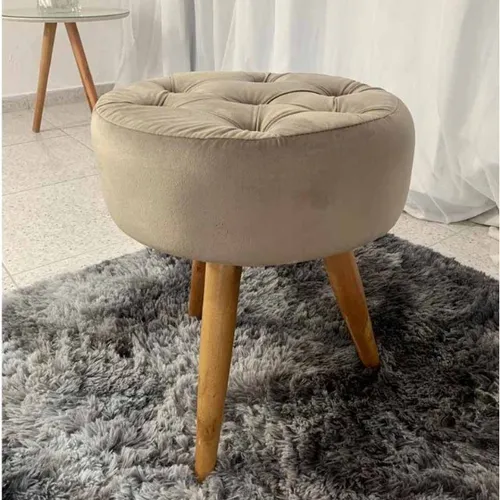 Banqueta Decorativa Capitone Veludo Bege 12x Sem Juros
