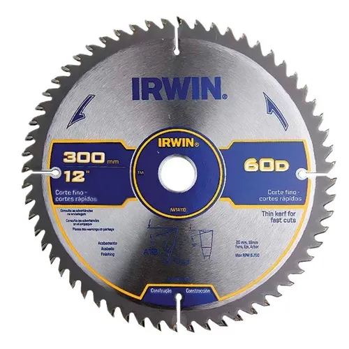 Disco Lâmina de Serra Circular para Madeira 12" 300mm x 30mm x 60 Dentes Irwin IW14310