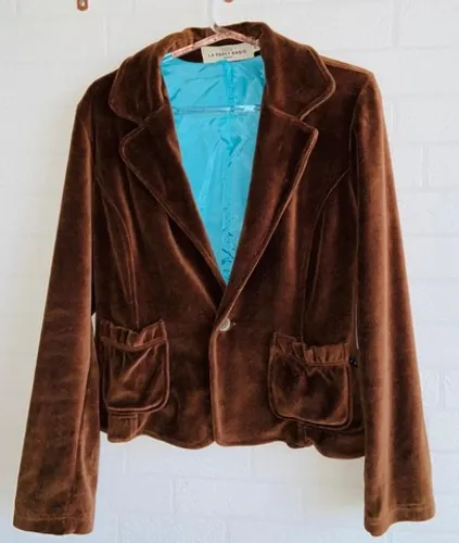 blazer de veludo marrom, tamanho: 38 - marca: la foret basic