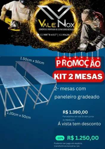 Kit 2 Mesas com Paneleiro Gradeado - Promoção!
