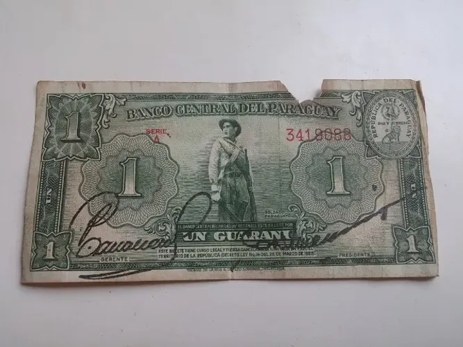 Cédulas Antigas Paraguai 1 Guarani 1952 Série A 3419088