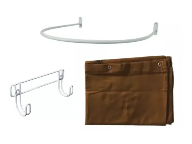 Kit = Provador 90x90(Branco) + Cortina 1,90x3,20 (Marrom) + Gancho