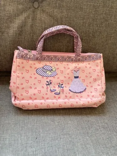 Bolsa necessaire maquiagem compartimentos rosa
