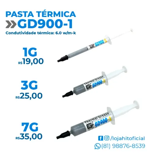 Pasta Térmica GD900-1 1G 3G 7G Prata 6.0W/M-K Cpu Ps5 Xbox Videogame Alto Desempenho