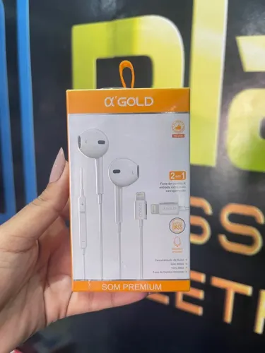 Fone de Ouvido 'Gold 2 em 1 com Super Bass - Novo