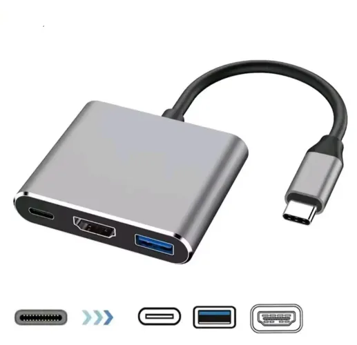 Adaptador Hub USB-C para HDMI, USB 3.0 e Carregamento 3 em 1