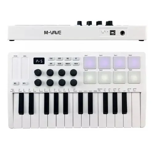 Teclado Controlador Midi M-VAVE 25 Teclas 8 Almofadas RGB | NOVO
