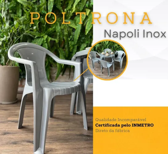 Cadeiras de plástico cor Inox! Cadeira suporta 154 KG. E anos de garantia