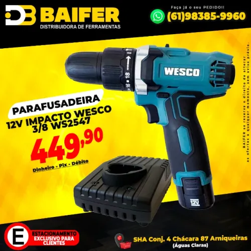 Parafusadeira 12v Impacto Wesco 3/8 Ws2547