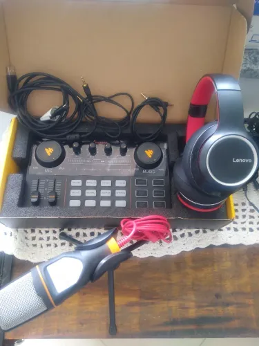 Kit COMPLETO MESA DE SOM BLUETOOTH MAONO + MICROFONE + FONE DE OUVIDOS BLUETOOTH LENOVO 