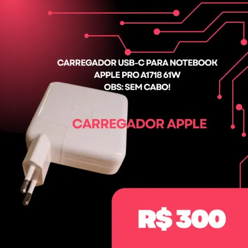 Carregador Usb-c Para Notebook Apple Pro A1718 61w OBS: SEM CABO!
