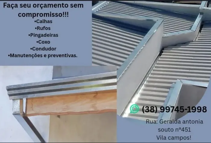 Calhas ,rufos pingadeiras coxo condutor e manutenção 