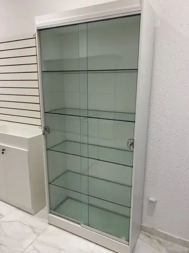 Armário de Vidro com Porta de Correr - Branco