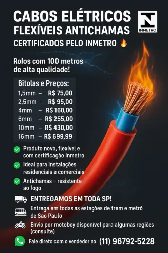 Cabos Elétricos Flexíveis Antichamas Certificados INMETRO
