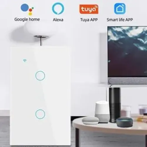Interruptor Inteligente WiFi Touch 2 Botões Compatível com VOZ 