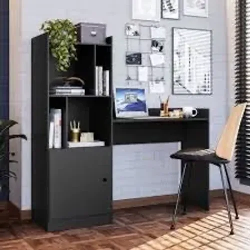 Escrivaninha Com Estante e 2 Prateleira Preto