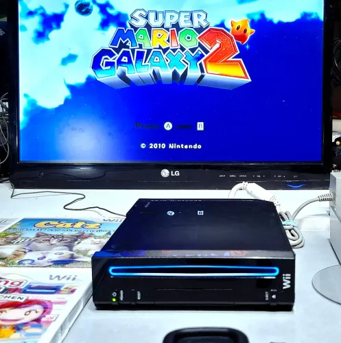 Nintendo Wii bloqueado e completo com tudo 100% original+ Super Mario Galaxy 2 e outros
