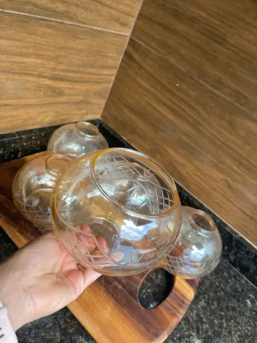 Cúpulas para luminária antiga em cristal lapidado rose