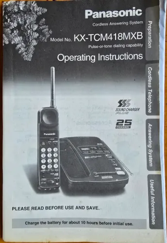 Manual telefone sem fio Panasonic modelo n° Kx- TCM418MXB