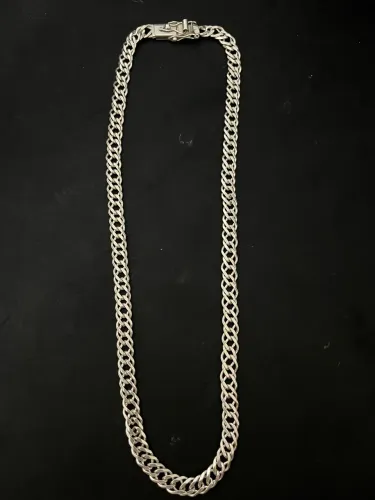 Corrente Prata Masculina 60g | 60 cm | Malha Grumet | Fecho Reforçado