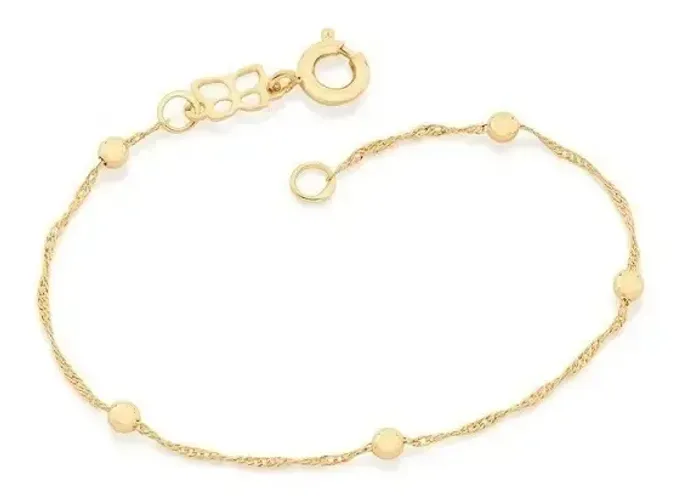 Pulseira Rommanel Infantil Com Bolas De Metal Fol 18k 551202