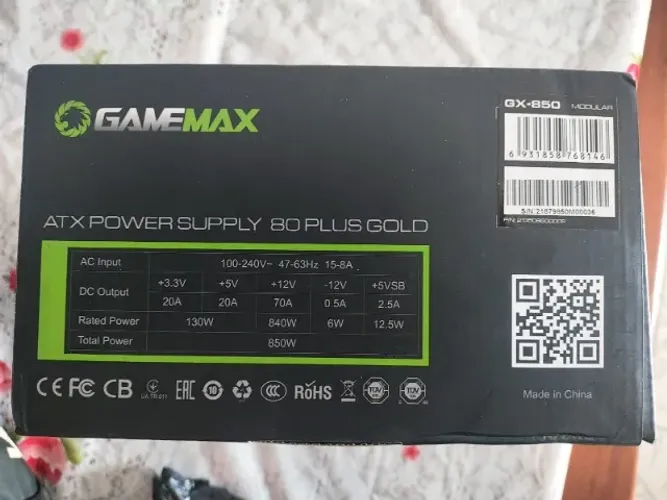 Fonte Gamemax GX850 FULL MODULAR - 80 Plus Gold