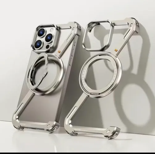 Capa De Metal Oatsbasf Z  Com Suporte Anel  Rotacão 360° Magsafe Para iPhone 15 Pro Max