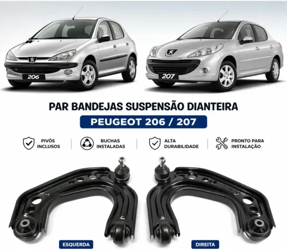 Par Bandeja Suspensão Peugeot 206 207 C/ Pivô R$299,99
