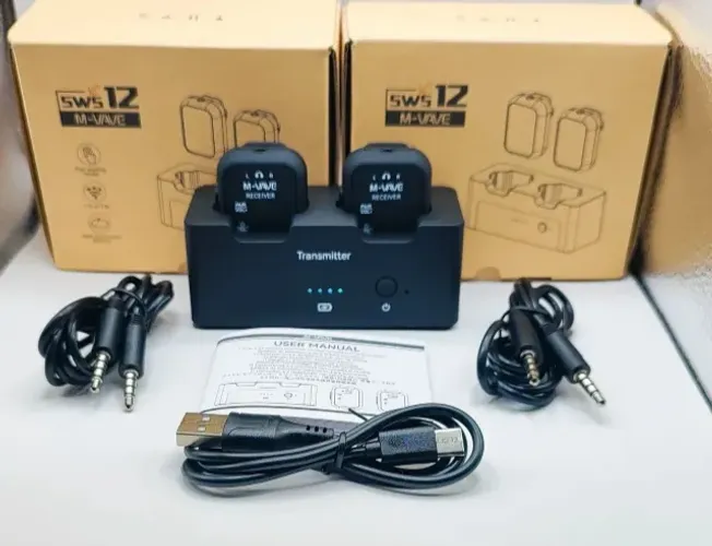 M-VAVE WP-12 Sistema de Monitoramento In-Ear Sem Fio (1 Transmissor + 2 Receptores)