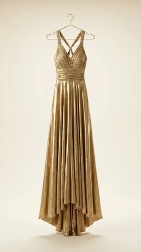 Vestido de festa dourado champanhe