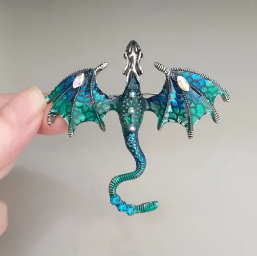 Broche de Dragão Asas Azul e Verde (novo)