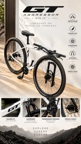 Bicicleta GT Aggressor Aro 29 - Branca | Mountain Bike