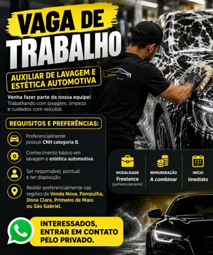 Auxiliar de Lavagem e Estética Automotiva