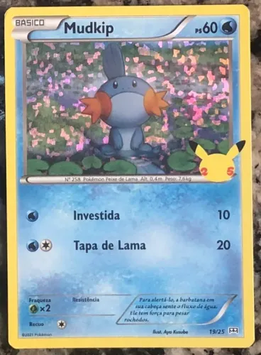 Carta Holográfica Pokemon TCG Coleção McLanche Feliz 25 Anos - Mudkip