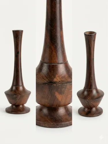 Vaso Decorativo Vintage em Madeira Nobre Torneada Artesanal
