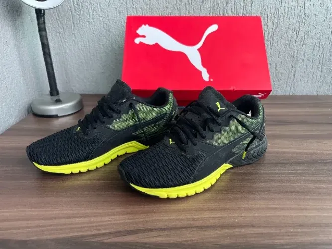 Tênis Puma Ignite Flash - Preto/Verde Neon - Tam 40