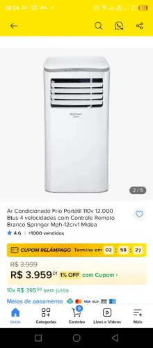 Ar portátil - Springer Midea 12mil BTUS ( 127v )