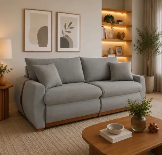Sofá-Cama Retrátil Confort Living 2,30 m Linho Cinza