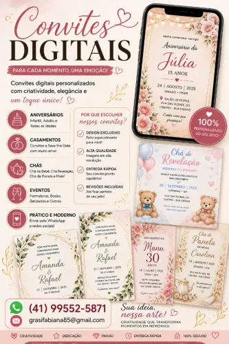 ? CONVITES PERSONALIZADOS ONLINE - DIGITAIS E PARA IMPRESSÃO! ?