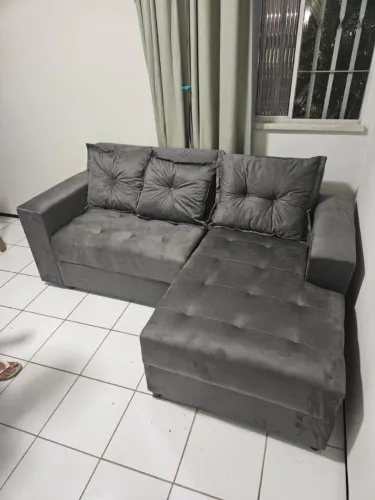 Sofá madrizinho cinza, frete grátis