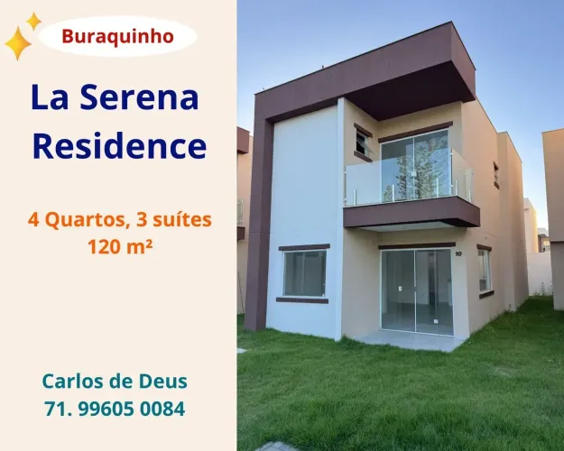 La Serena Residence, casas 2 Pavimentos 4 Quartos, 3 Suítes, 120 m², 2 vagas, em Buraquinh