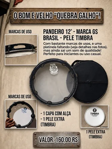 Pandeiro 12 polegadas barato
