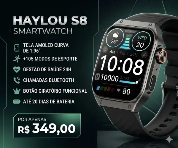 Smartwatch Haylou S8 Tela Curva Amoled (Original e Lacrado)
