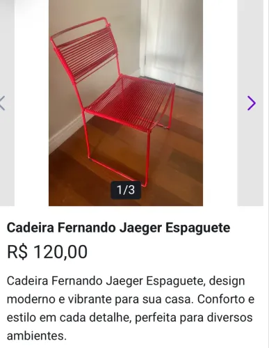 Cadeira espaguete Fernando Jaeger