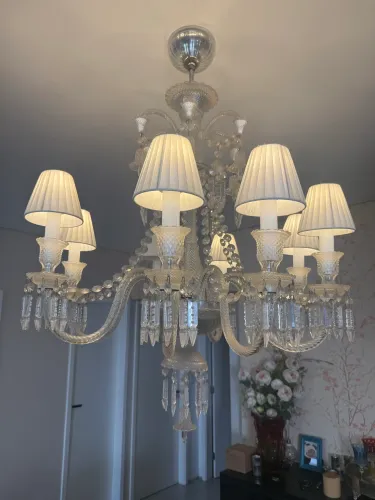 Lustre de Cristal com 8 Lâmpadas e Cúpulas - Completo