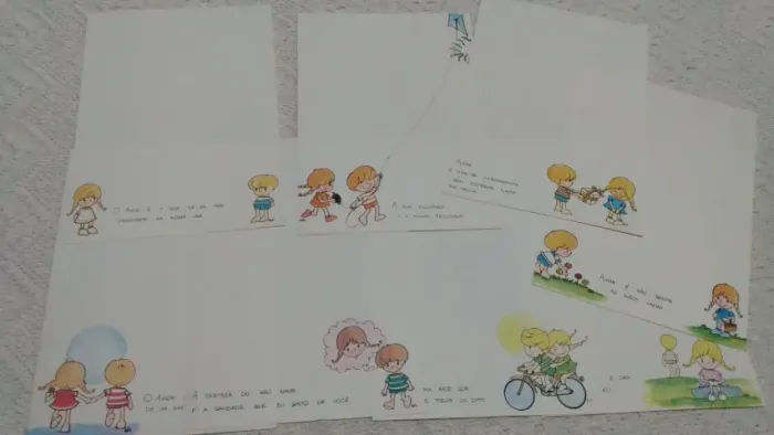 Lote de papel de carta antigo 8 folhas Coleção Bia.