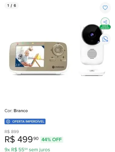 Babá eletrônica Motorola modelo VM483 tela 2.8 Lcd com zoom digital cor branco 
