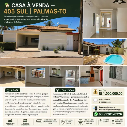 CASA À VENDA 405 SUL - PALMAS-TO